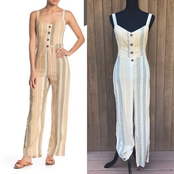 Romeo & Juliet Couture Vertical Striped Jumpsuit - Picture 2 of 5